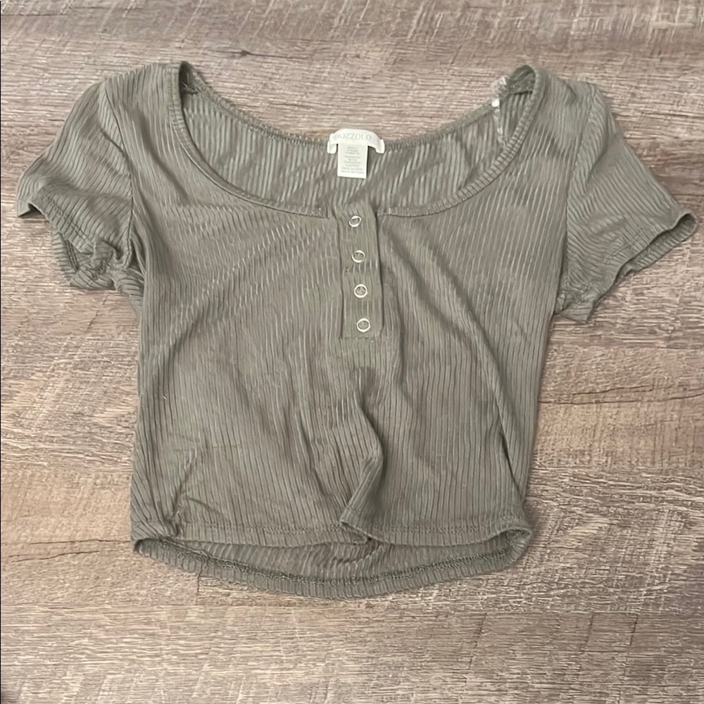 Sage Green Ribbed Crop Top